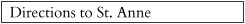 Directions to St. Anne